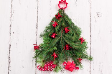 kar ve firtree Noel kökenli eski ahşap doku