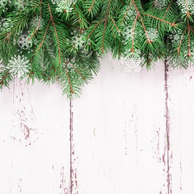 kar ve firtree Noel kökenli eski ahşap doku