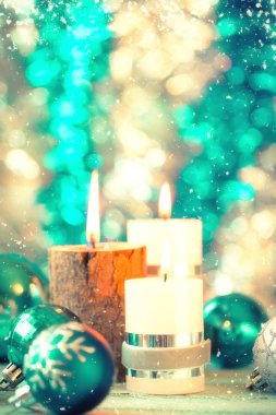 Arka plan, vintage filtre, yumuşak odak Noel dekorasyon