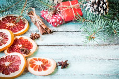 Arka plan, vintage filtre, yumuşak odak Noel dekorasyon