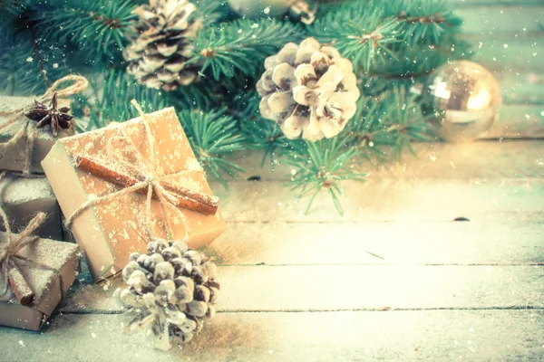 Arka plan, vintage filtre, yumuşak odak Noel dekorasyon — Stok fotoğraf