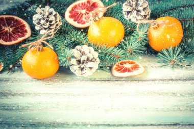 Arka plan, vintage filtre, yumuşak odak Noel dekorasyon