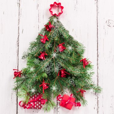 kar ve firtree Noel kökenli eski ahşap doku