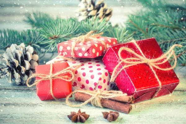 Karácsonyi dekoráció, a lágy fókusz, absztrakt háttér, vintage szűrő — Stock Fotó
