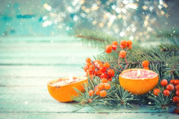 Kerstdecoratie op abstracte achtergrond, vintage filter, soft focus Sea... — Stockfoto