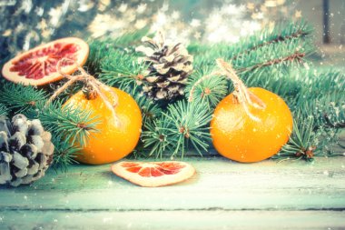 Arka plan, vintage filtre, yumuşak odak Noel dekorasyon