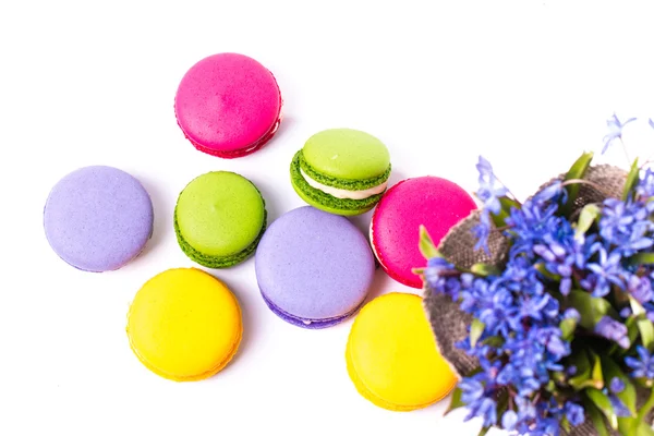 Fresh macaroons on wooden table ,vintage filter — Stock Photo, Image