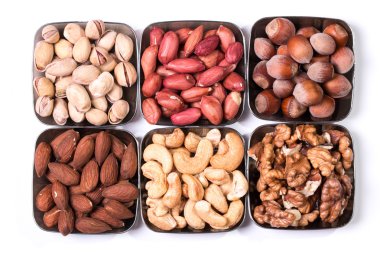 Ahşap masa, sağlıklı vegan fındık gıda mix.