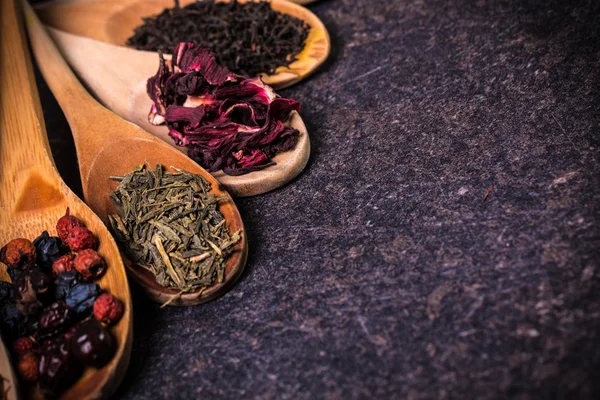 Assortment of dry tea. healthy food concept — Stock Photo, Image