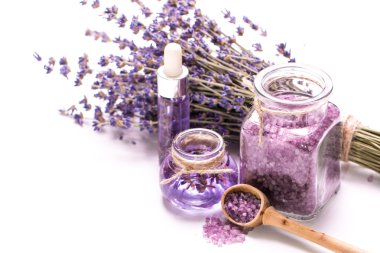Aromaterapi yağ ve lavanta, spa, sağlıklı kavramı