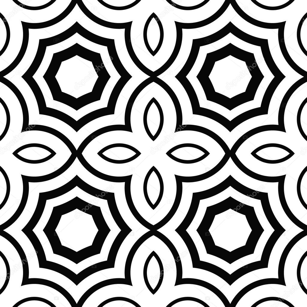 Vector seamless texture of lines and geometric shapes.