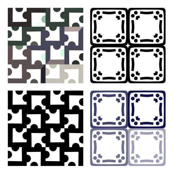 Set di texture vettoriale senza soluzione di continuità di linee e pezzi geometrici — Vettoriale Stock