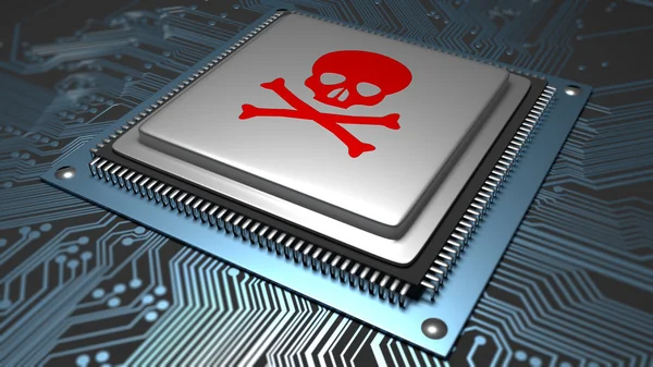 Mikrochip yang terinfeksi malware — Stok Foto