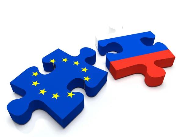 Russia - European Union Puzzle — Stock Photo, Image