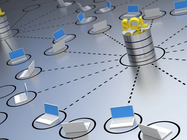 Database SQL all'interno di una rete — Foto Stock