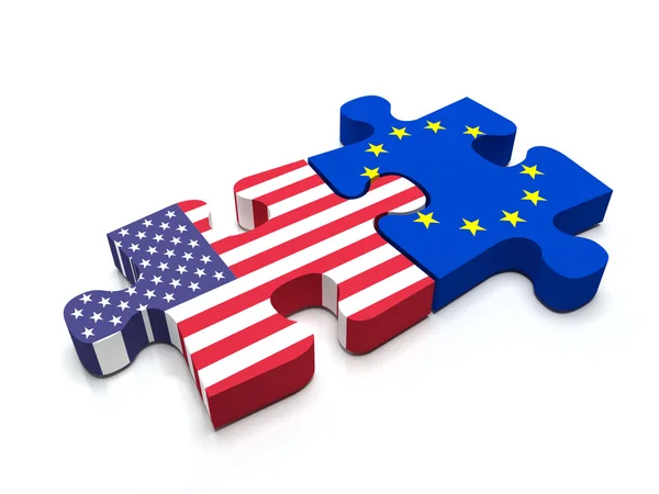 US - European Union Puzzle Stok Foto Bebas Royalti