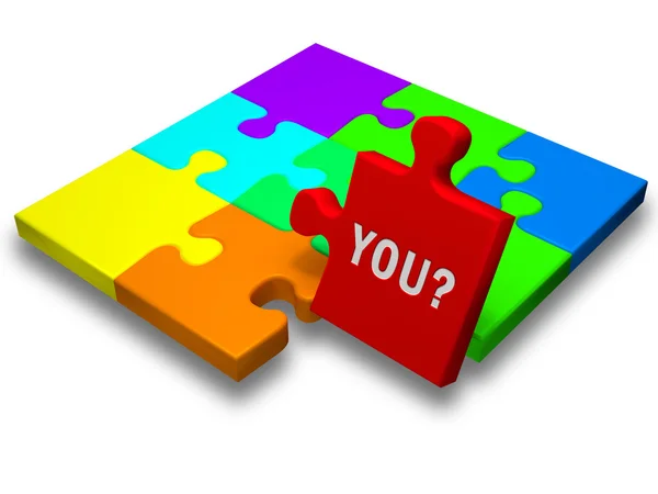 Puzzle piece with the text "You?" — Stock Photo, Image