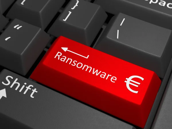 Tecla euro ransomware en el teclado —  Fotos de Stock