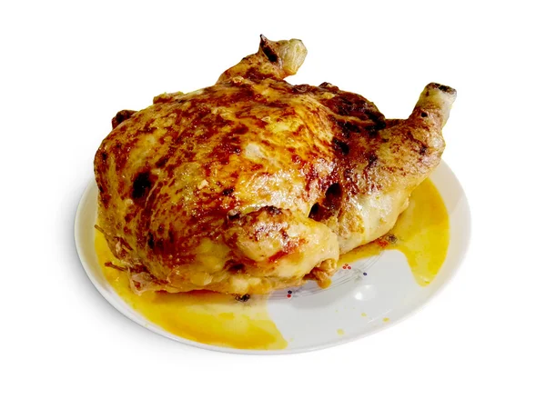 Pollo asado entero o relleno presentacion Chicken roast whole or stuffed presentation — Stok fotoğraf