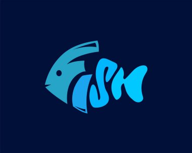 Harfli balık okyanus gıda logosu