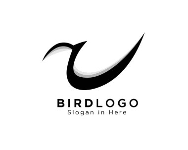 N harfi kartal logosu, basit çizgi kartal logosu, Mark kartal logosu, kuş hattı logosu