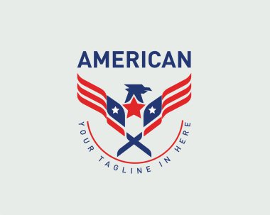 Kanatlı kartal Amerikan bayrakları logo tasarımı ilham kaynağı