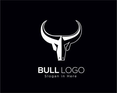 Siyah arkaplan logosu üzerinde zarif baş boğa.