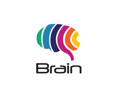 Parlak renkli beyin logosu tasarımı ilham verici.