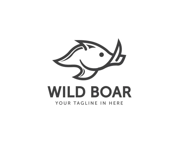 Lijn Kunst Wild Zwijn Logo Ontwerp — Stockvector