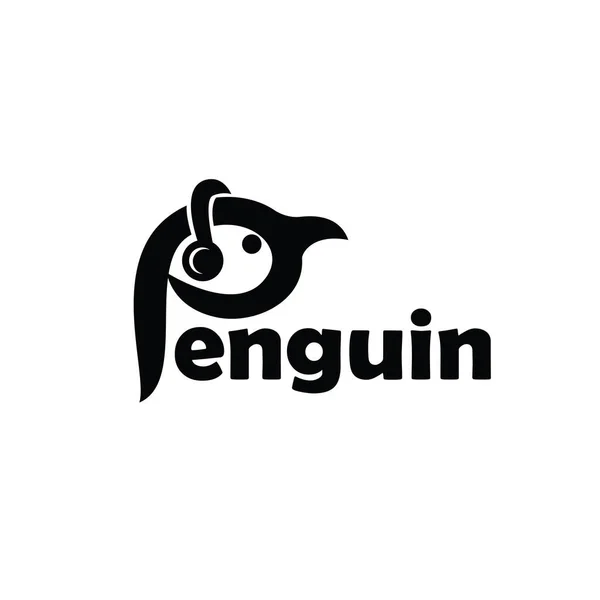 Пингвин Играть Музыку Первоначальный Дизайн Логотипа Вдохновение — стоковый вектор