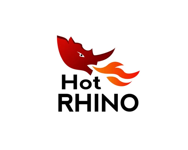 Дизайн Логотипа Hot Rhino Spouting Fire — стоковый вектор