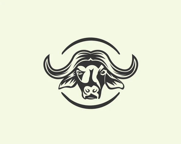 Head Buffalo Circle Logo Design Inspiration — Stock Vector
