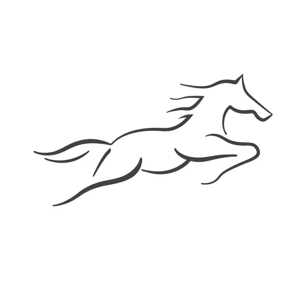 Laufen Schnell Springen Pferd Linie Kunst Logo Design Inspiration — Stockvektor