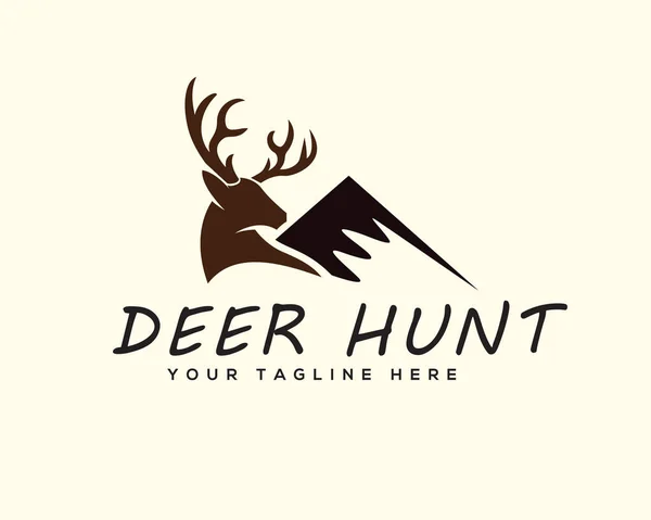 Veado Com Inspiração Design Logotipo Montanha — Vetor de Stock