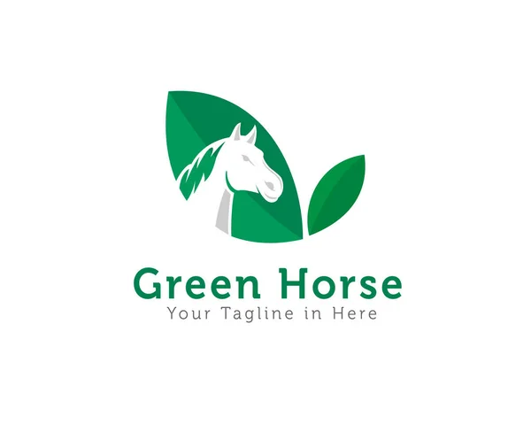 Logo Caballo Hoja Verde Logo Negativo Caballo Hoja — Archivo Imágenes Vectoriales