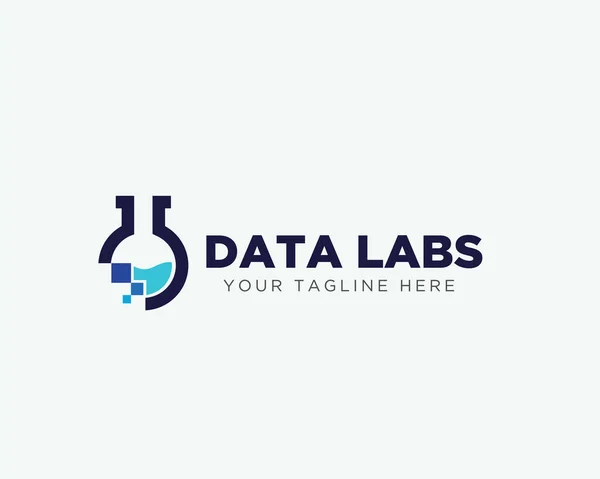 Diseño Del Logo Del Laboratorio Datos Píxeles Vidrio Inspiración — Vector de stock