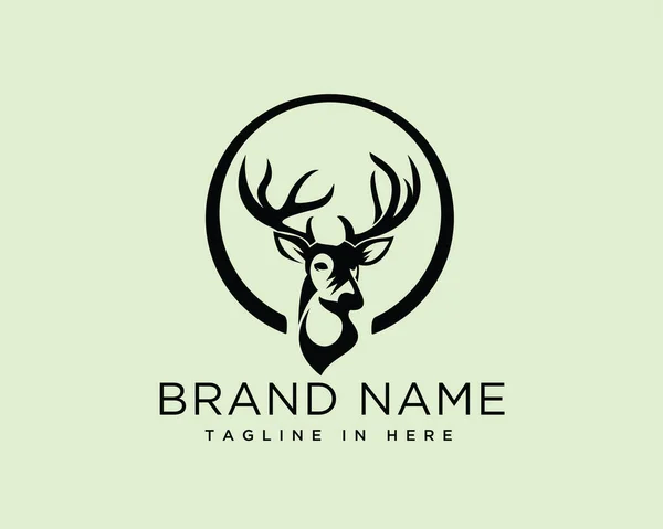 Cercle Avec Tête Cerf Logo Inspiration Design — Image vectorielle