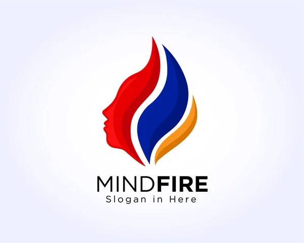 Logo Mind Fire Logo Esprit Esprit Logo Tête Flamme — Image vectorielle