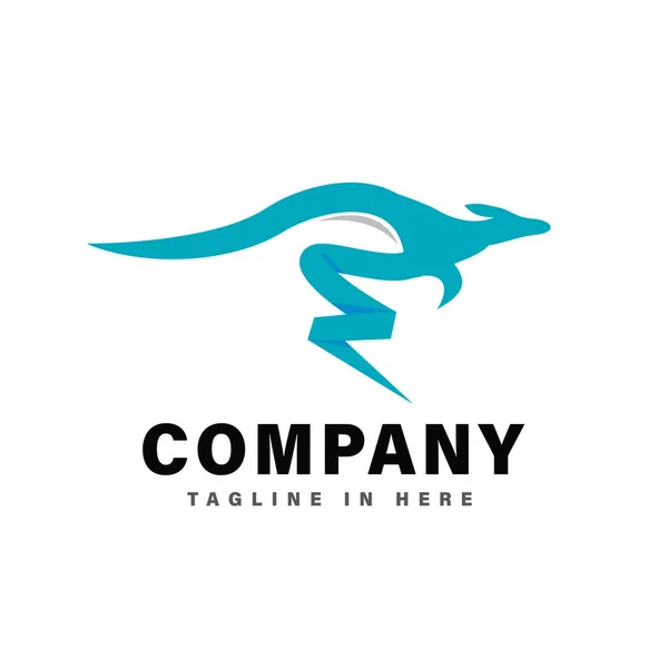 Azul Salto Rápido Canguru Logotipo Elétrico Inspiração Design —  Vetores de Stock