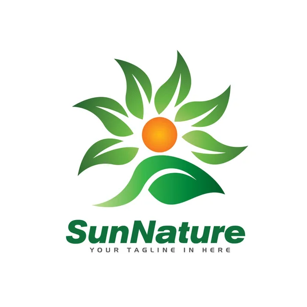 İnsan doğası güneş yaprağı logosu.