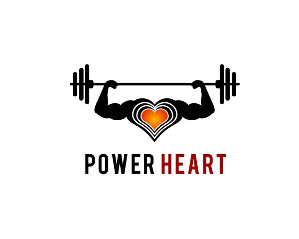 Poder Corazón Cuerpo Forma Logo Diseño Inspiración — Vector de stock