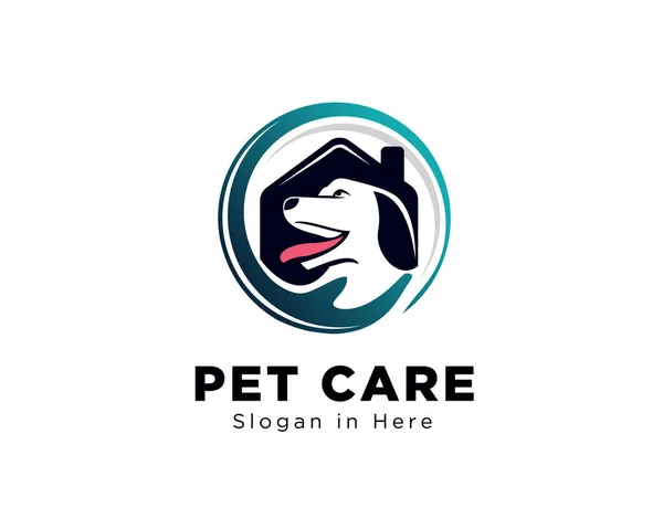 Dog House Circle Hand Care Logo — Stock Vector