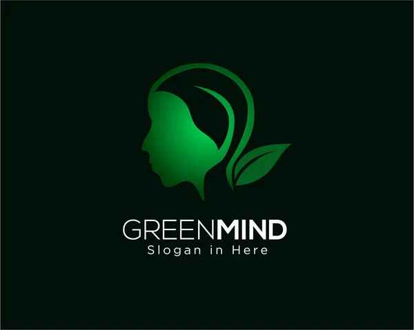 Logo Mente Verde Logotipo Mente Ecológica Logotipo Árbol Mental Logotipo — Vector de stock