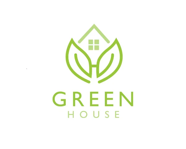 Green House Leaf House Initial Logo Design Inspiration — Stock Vector