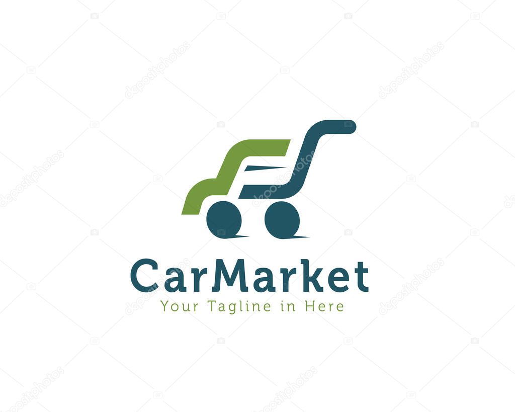 Car market logo, shopping cart logo