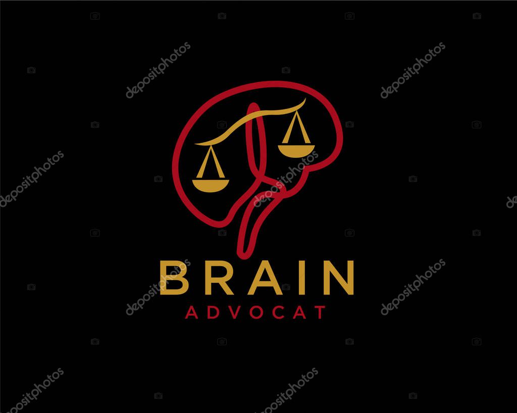 Brain and scale of justice logo design inspiration