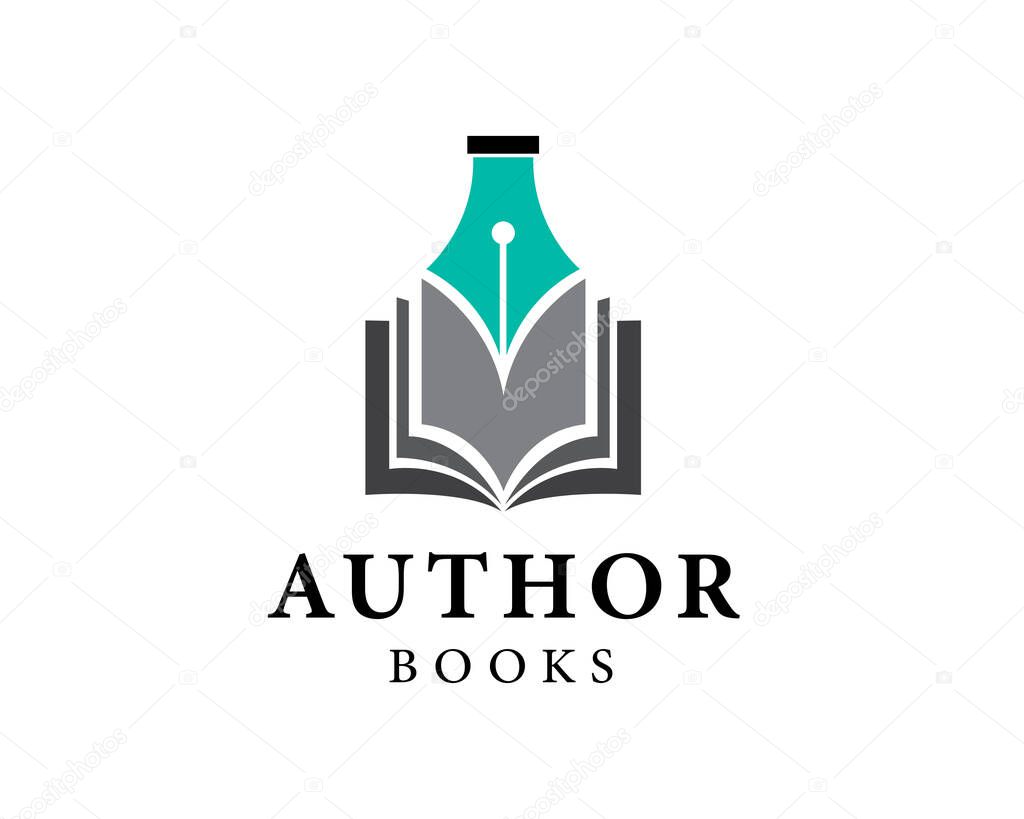 Author book with pen logo design inspiration