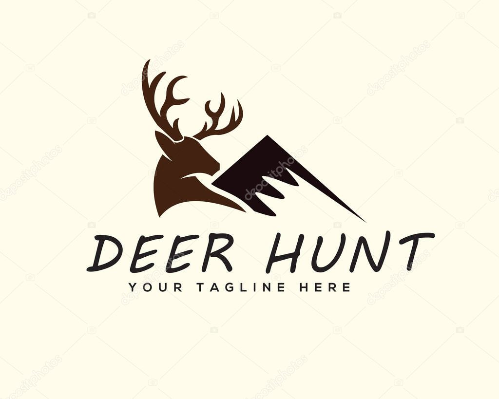 Deer with mountain logo design inspiration