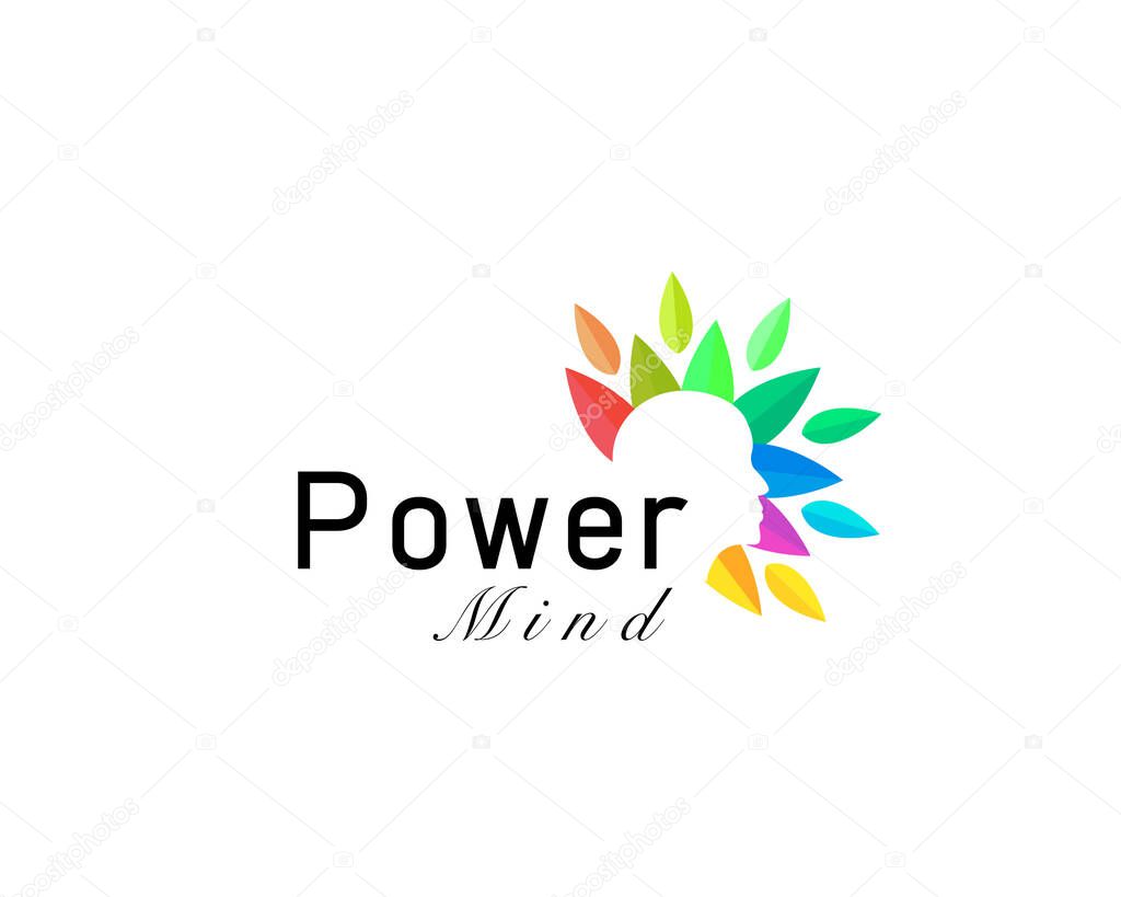 Power mind head human bloom nature logo design inspiration