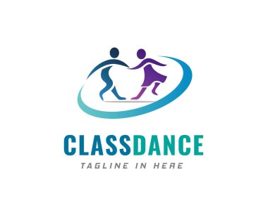 çember çift dans sınıfı logo tasarım sembolü illüstrasyonu